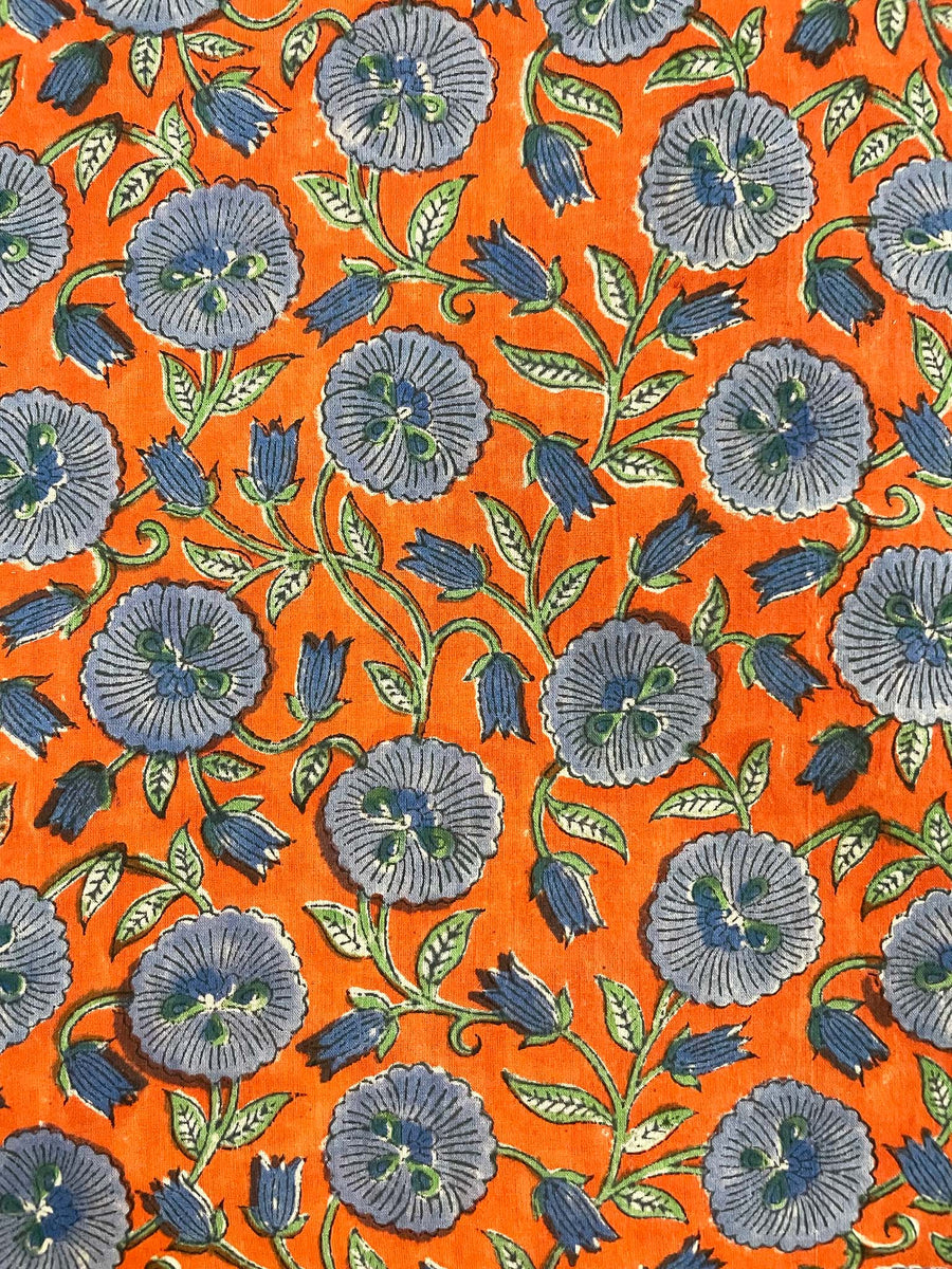 Pooja Dress, Orange Violet Floral