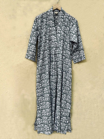 Pooja Dress, Gray Shell Geometric