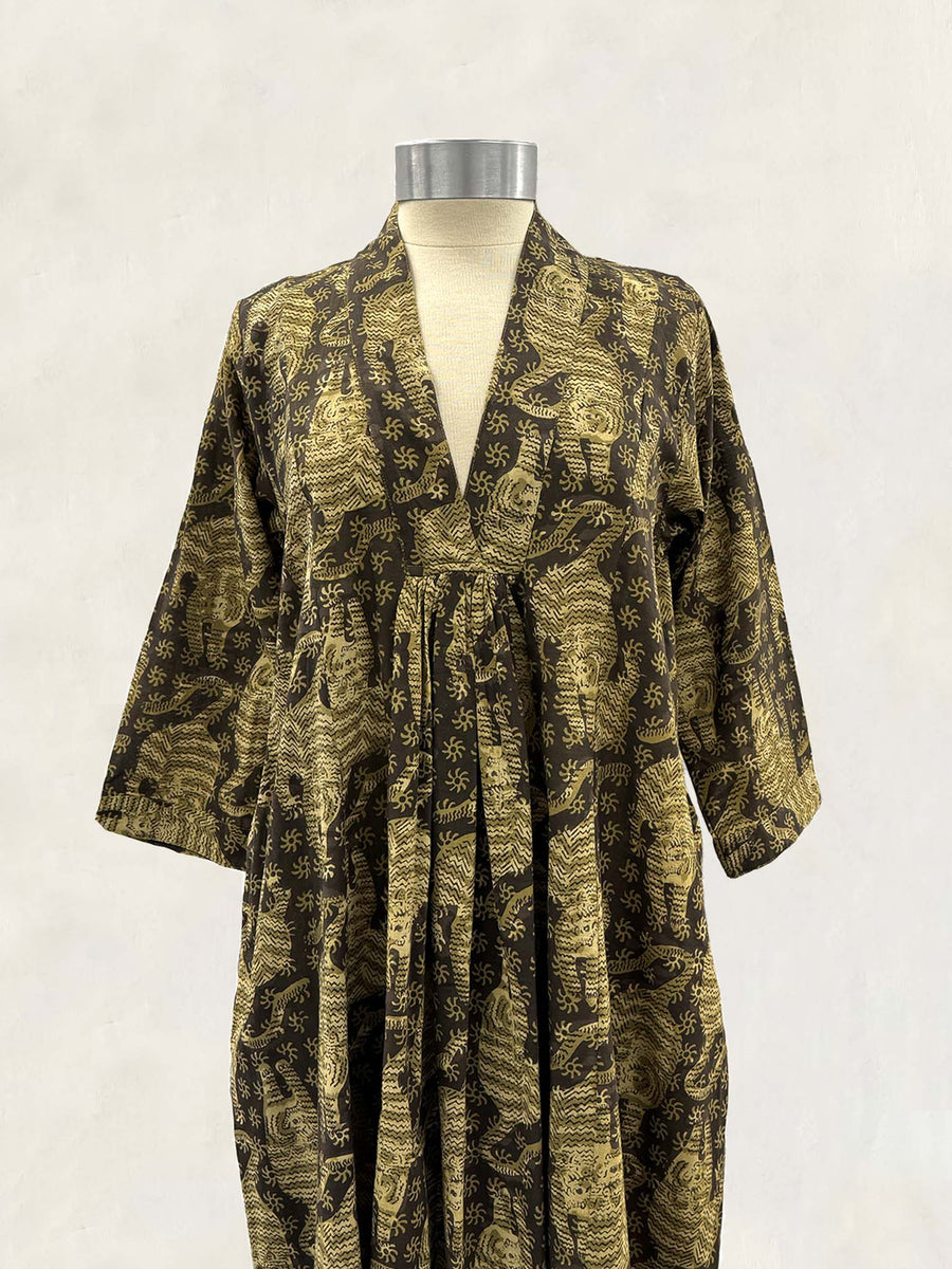 Pooja Dress, Olive Tiger Print