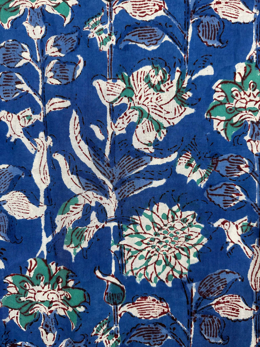 Pooja Dress, Blue Green Floral Vine
