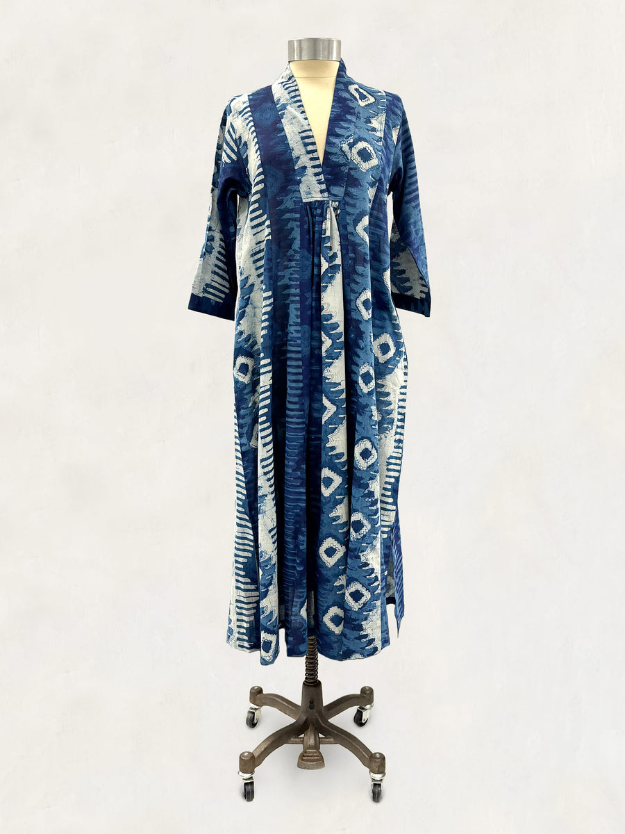 Pooja Dress, Indigo Ikat