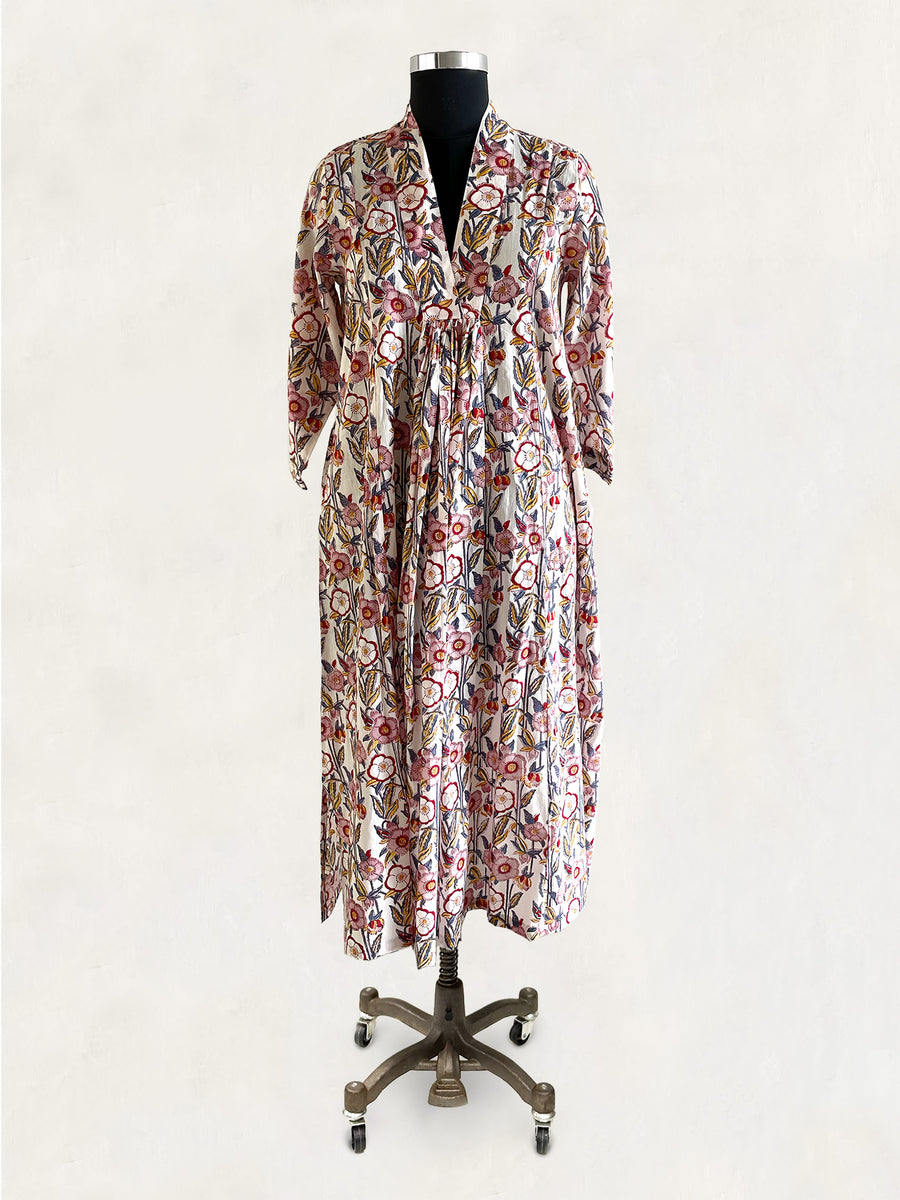 Pooja Dress, White Wild Rose