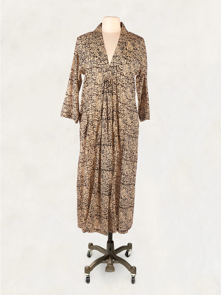 Pooja Dress, Black Cream Floral