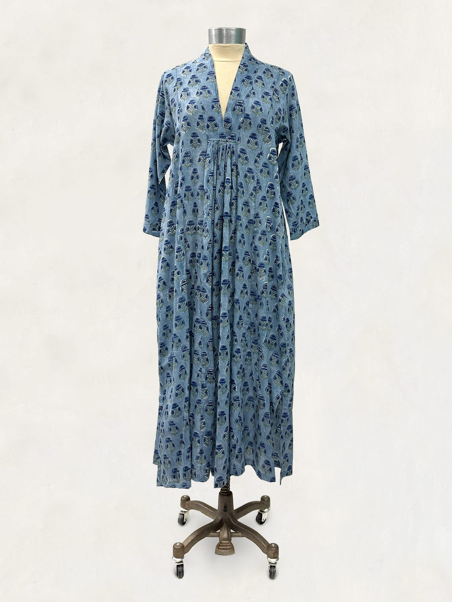 Pooja Dress, Blue Buta