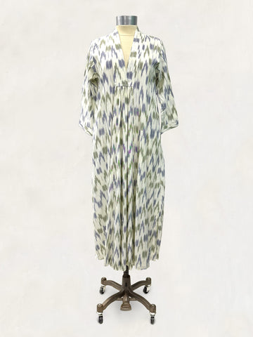 Pooja Dress, Blue Green Ikat