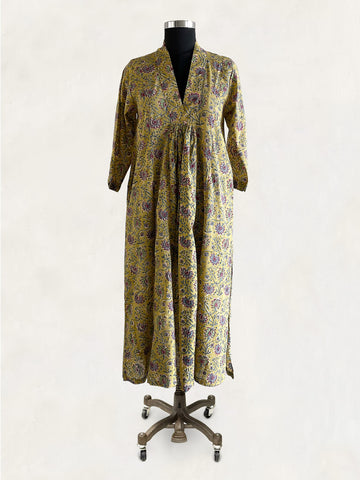Pooja Dress, Olive Paisley
