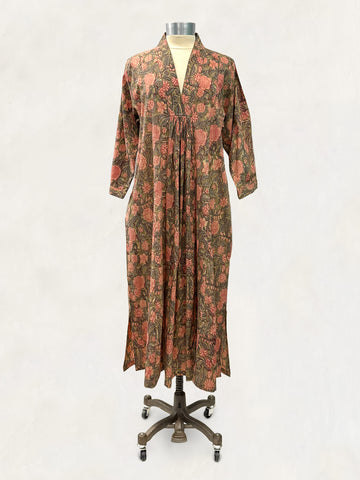 Pooja Dress, Peach Gold Posy