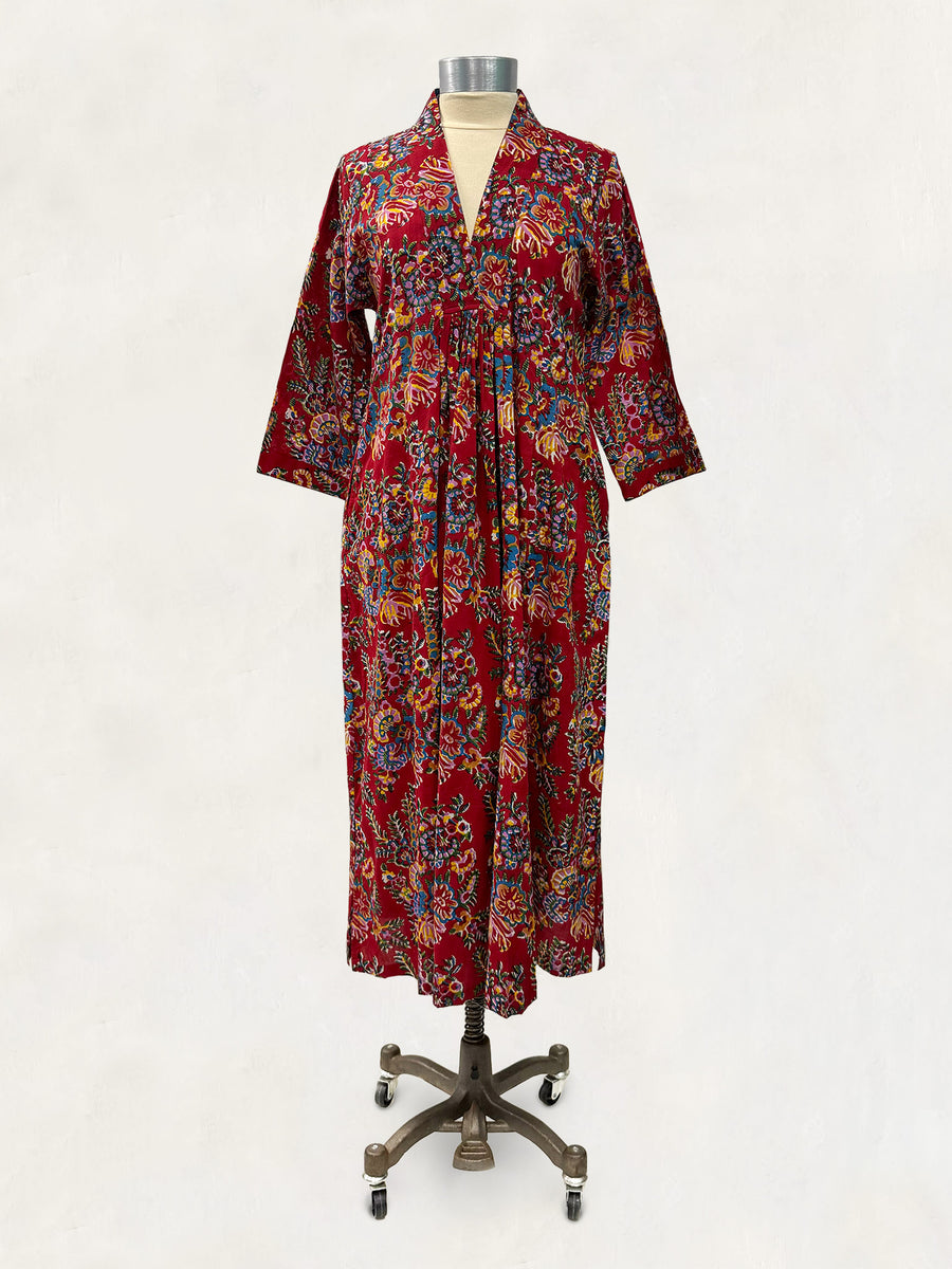 Pooja Dress, Red Floral Paisley