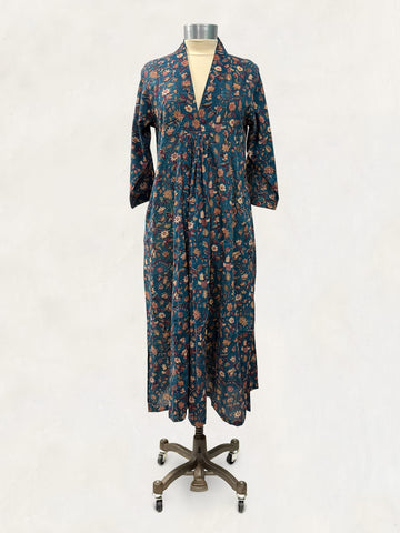 Pooja Dress, Teal Mango Mini Floral
