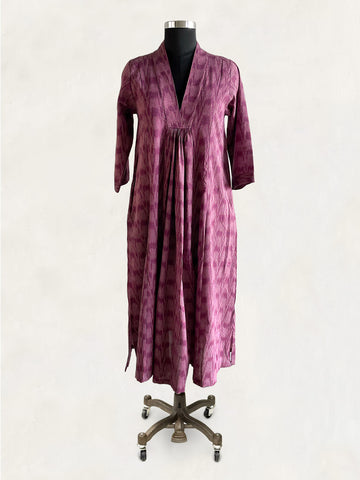 Pooja Dress, Wine Navy Ikat