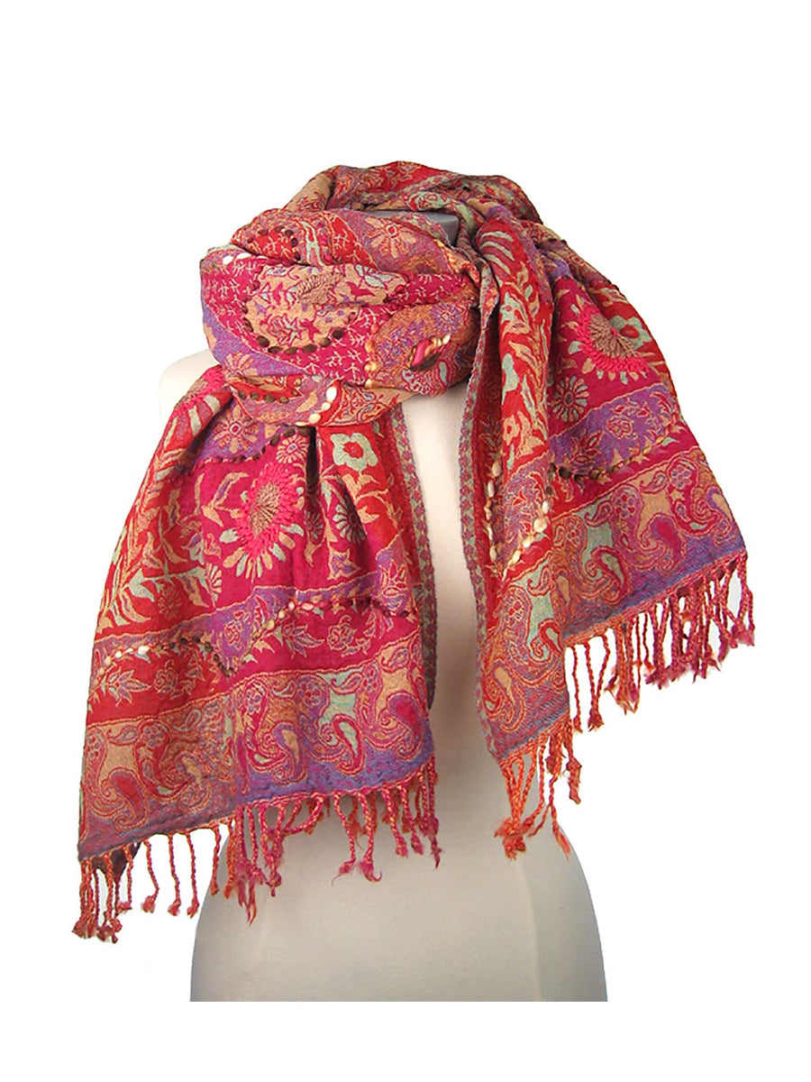 Boiled Wool Hand Embroidered Scarf No. 20