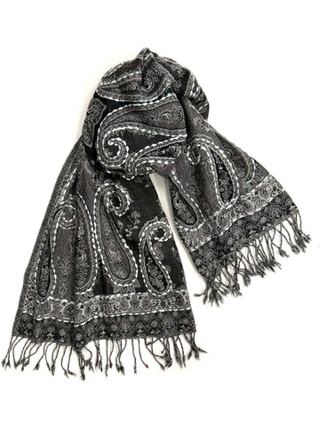 Boiled Wool Hand Embroidered Scarf No. 24
