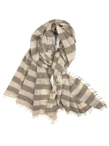 Beige STRIPES! Cashmere Knit Shawl