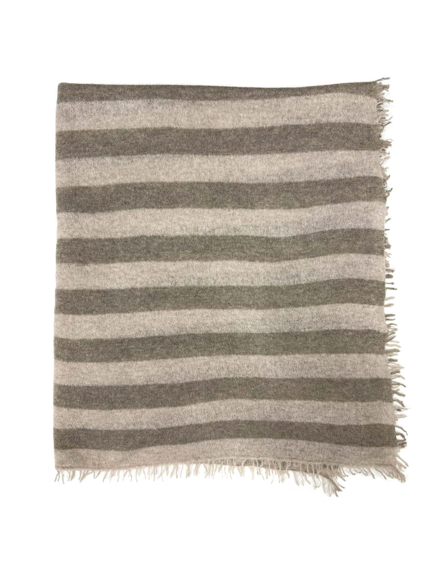 Beige STRIPES! Cashmere Knit Shawl