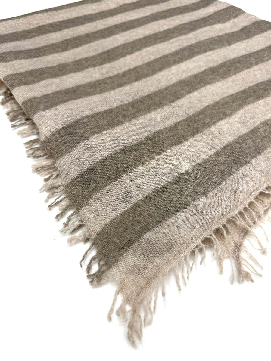 Beige STRIPES! Cashmere Knit Shawl