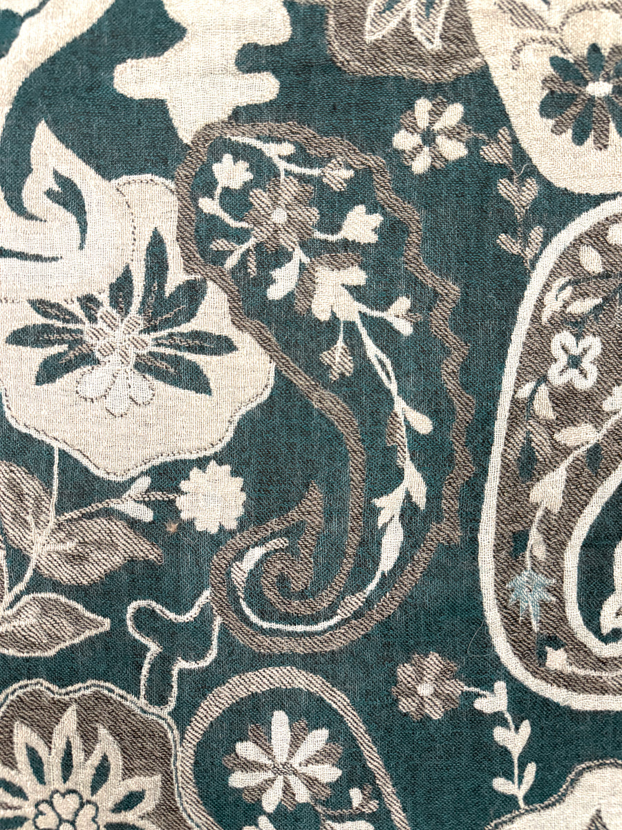 Boiled Wool Scarf - Teal Gray