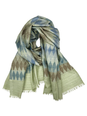 Ikat Wool Celery Stole