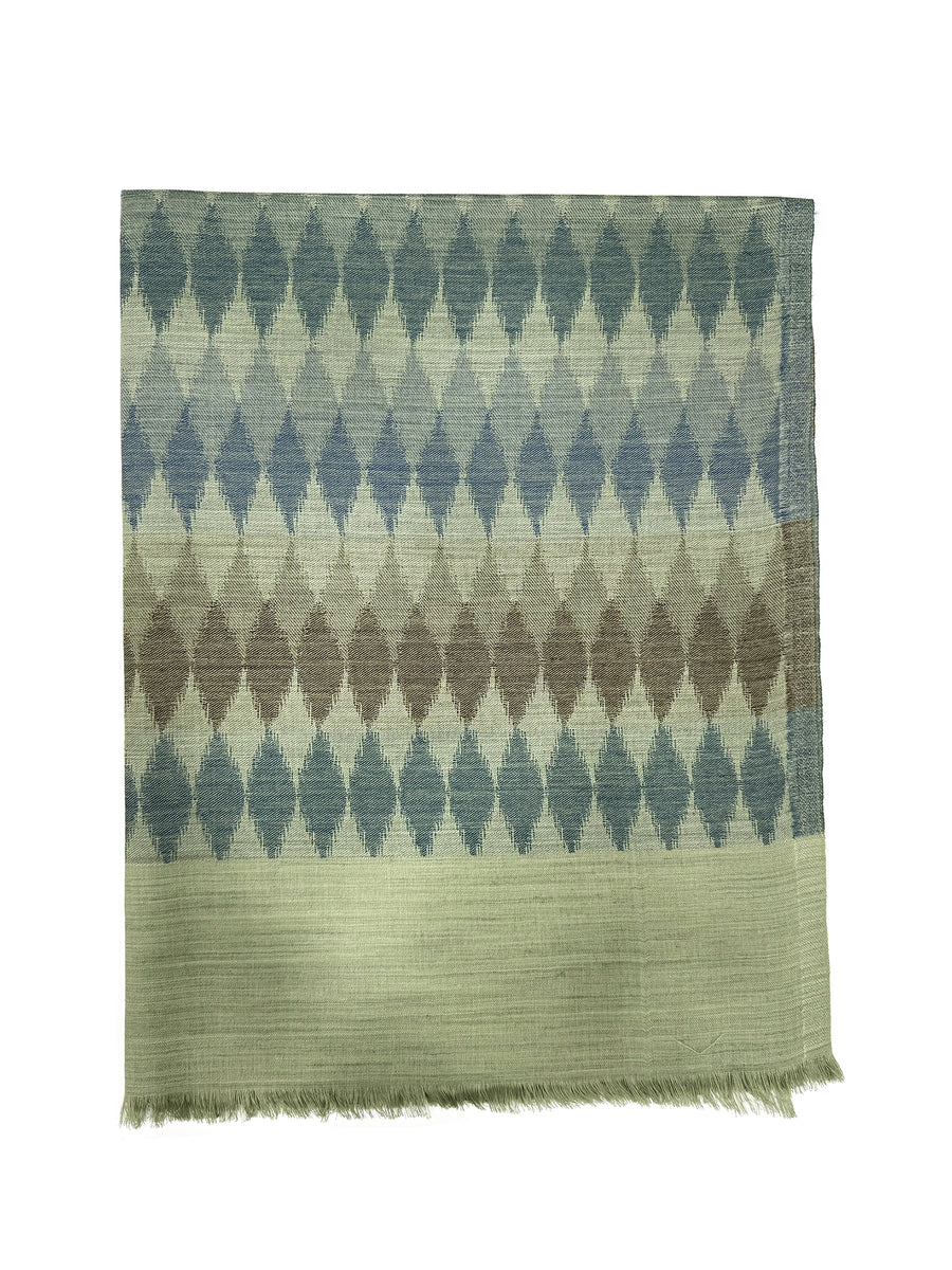 Ikat Wool Celery Stole