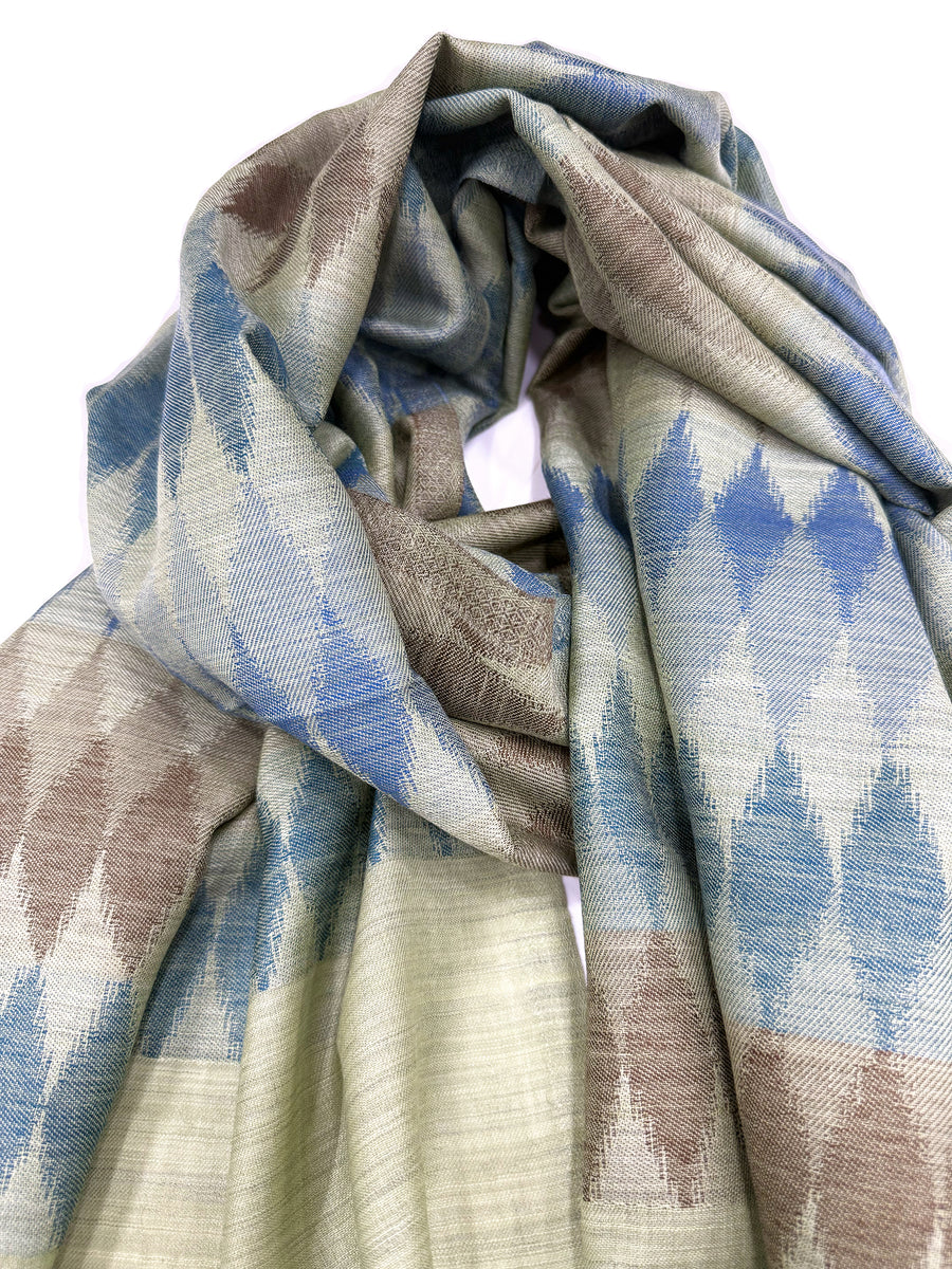 Ikat Wool Celery Stole