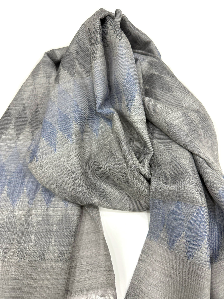 Ikat Wool Gray Stole