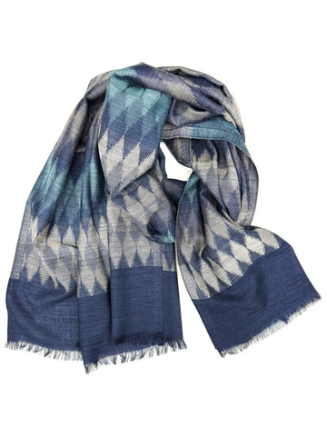Ikat Wool Navy Stole