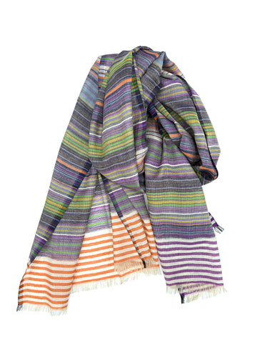 Wool Stripe Stoles - Plum Multi