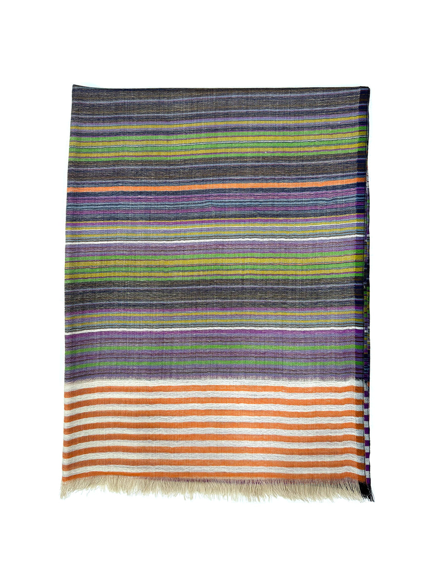 Wool Stripe Stoles - Plum Multi