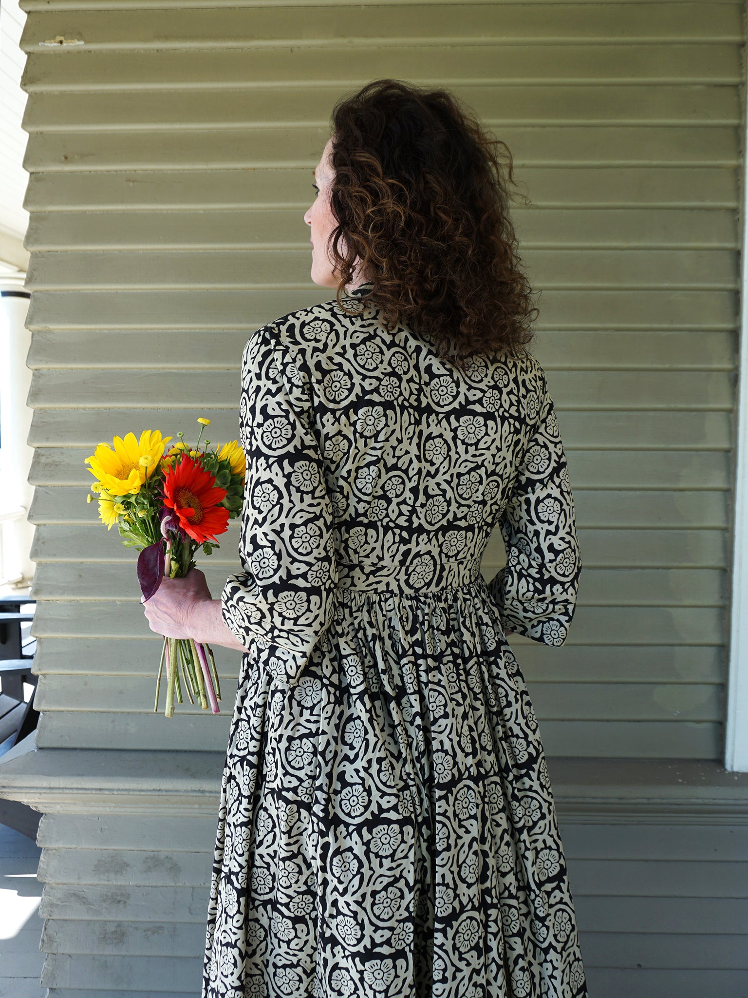 black maxi dress flower Damini Dress, Floral block party EXPRESS STRAIGHT LEG PULL Hidden back zipper/clasp Color:M-Papaya